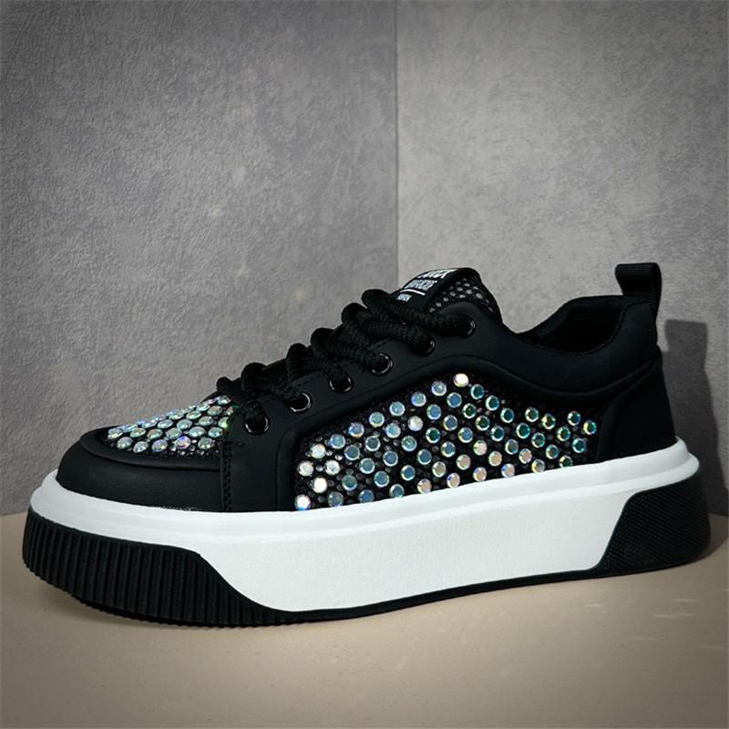 Fashion Trend New Designer Men's Fashion Charm Rhinestone All Match Mixed Thick-soled Causal Shoes Male Walking Sneakers Zapatos Hombre
