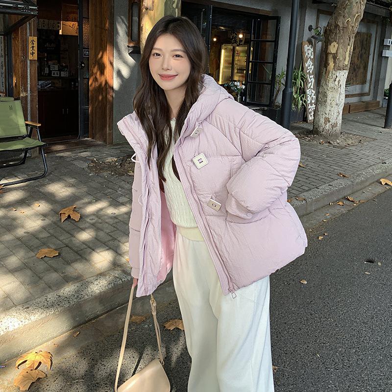 Winter Hooded Padded Cotton-padded Jacket Loose Cotton Coat.