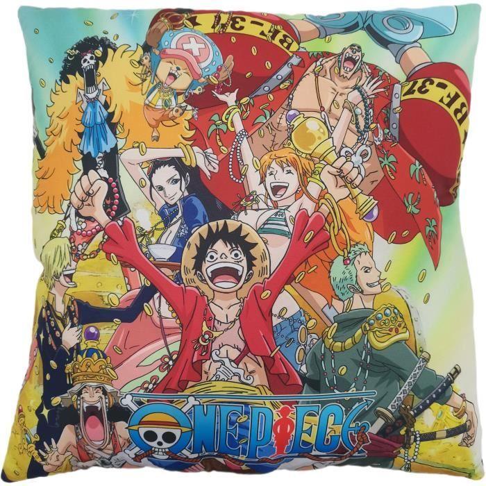 Coussin Double Face - Carré - ONE PIECE - Luffy Et Son Équipage - Microfibre - 40 X 40 Cm