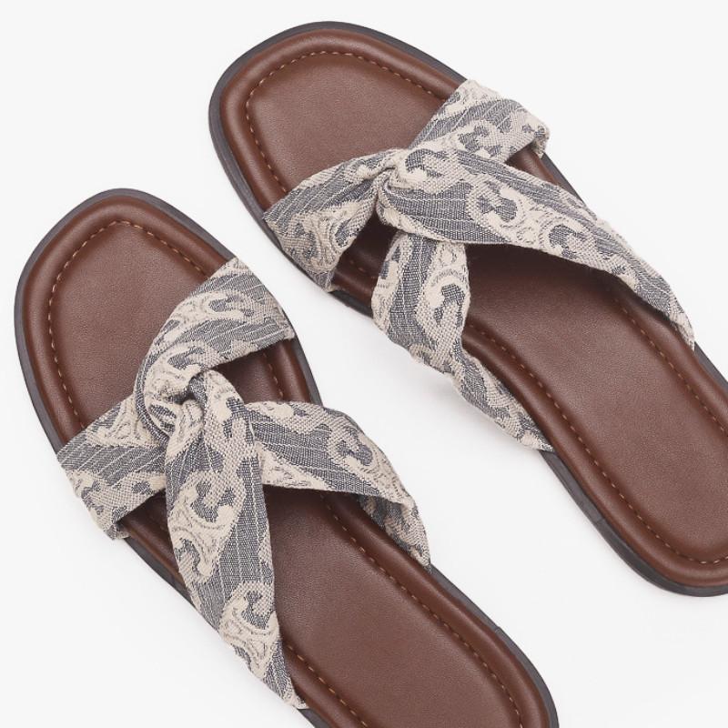 Fashion Cross Tied Open Toe Women Slippers Fashion Concise Satin Non-slip Roman Shoes Summer Casual Comfortable Flat Vacation Beach Shoe