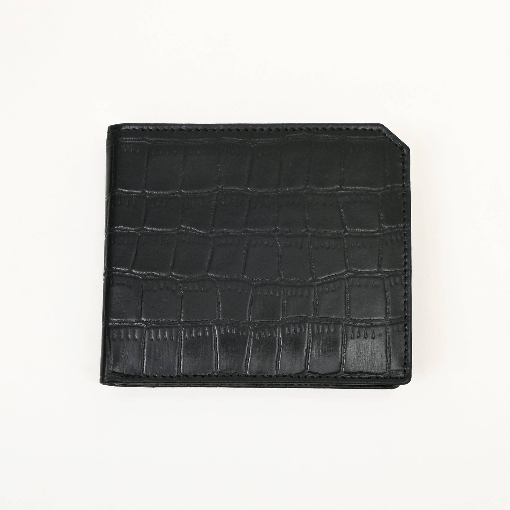 Expobazaar Luxe Zwarte Napa Lederen Portemonnee - Slank Croco-Patroon Ontwerp met Muntvakje & Kaartsleuven 25.019x2.54x10.5029 cm zwart