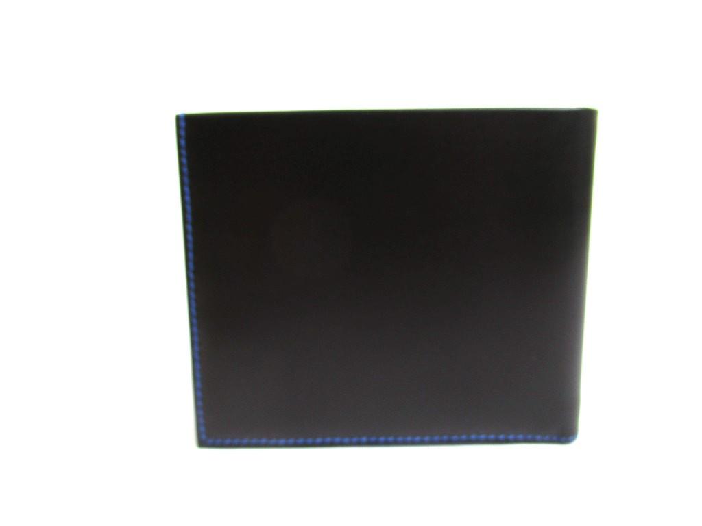 Authentic Salvatore Ferragamo Black Blue Leather Bifold Bill Wallet #b022  Open box