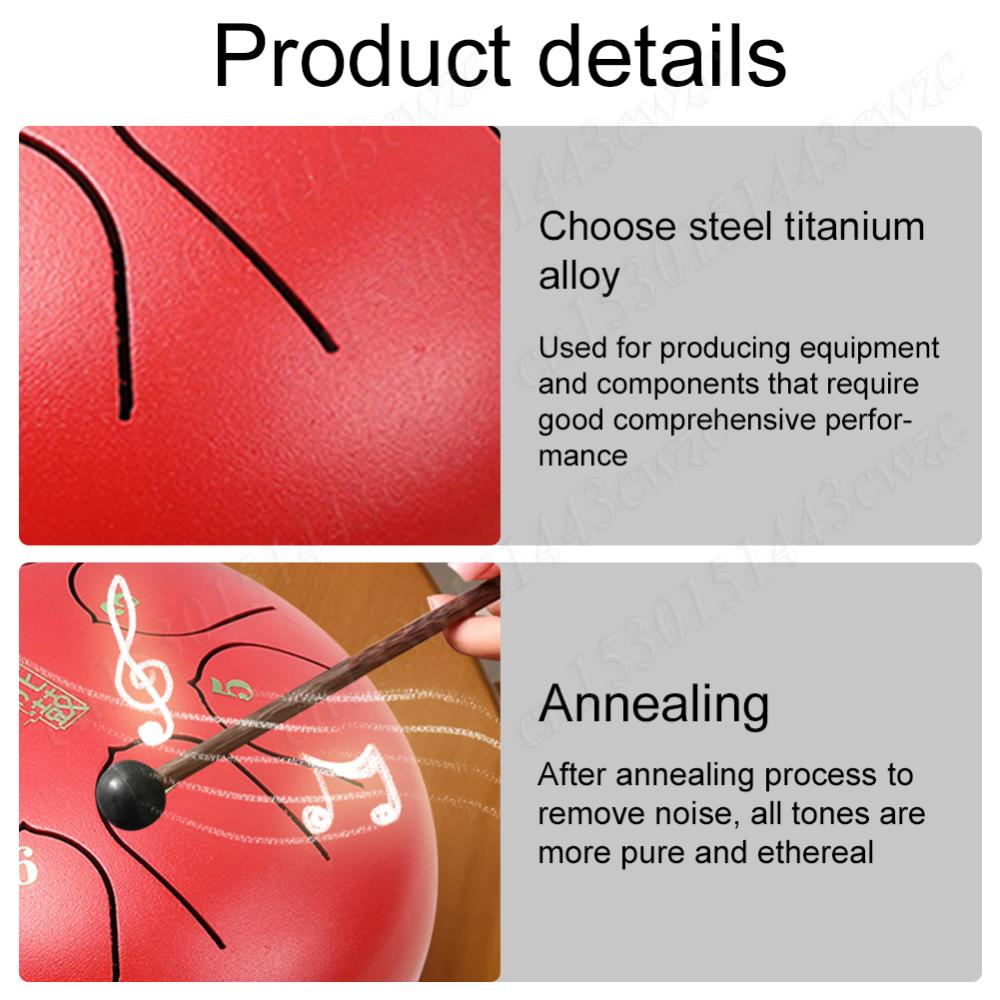 New Steel Tongue Drum 6 Inch 8 Notes Rain Drum Hand Pan Drum with Carry Bag Drum Mallets Music Book Sound Healing Instruments