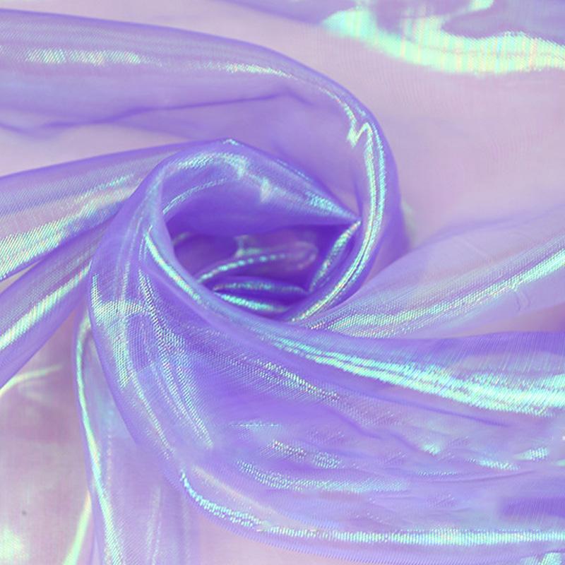 Colorful Organza Bright Silk Mesh Fabric Encryption Fantasy Laser Glass Yarn Fabric DIY Stage Performance Costumes Wedding Decor