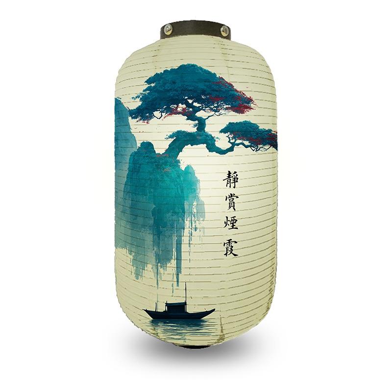 Chinese Pine Tree Scenery Pattern Lantern Outdoor Traditional Cylinder Lantern Wedding New Year Festival Decoration Lantern