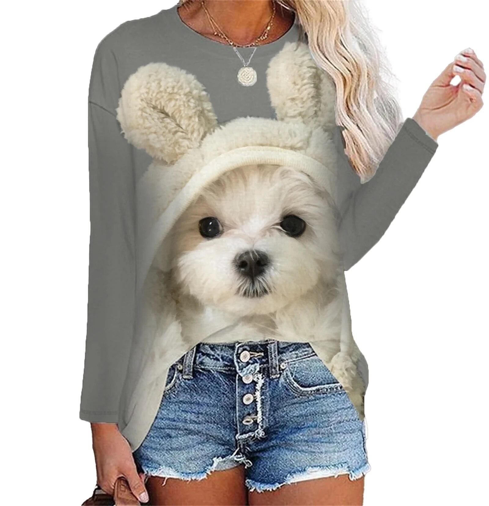 Женская футболка Kawaii Dog с 3D принтом — фото 3