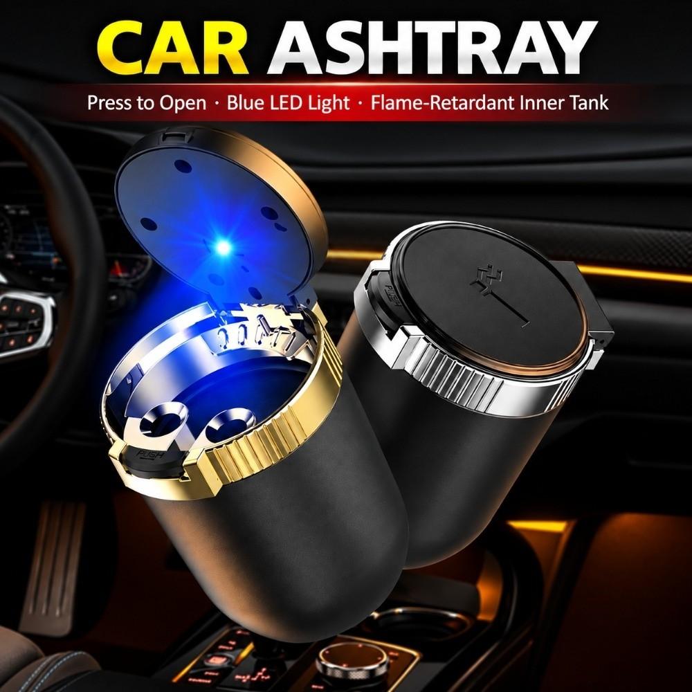 With Lid Car Ashtray LED Blue Light Auto Ashtray Modern Automotive Supplies  Car Interior