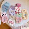 Winter Girl Plush Bowknot Case for iPhone 16 Pro Max Apple 17 Phone Case 14/15 Wave Case