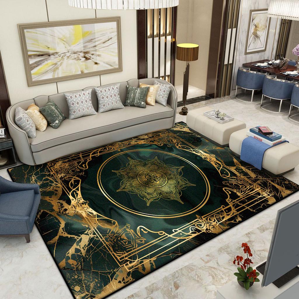 Golden Decoration Living Room Carpet European Luxury Home Large Area Rugs 200x300 Bedroom Bedside Soft Fluffy Floor Mat Washable