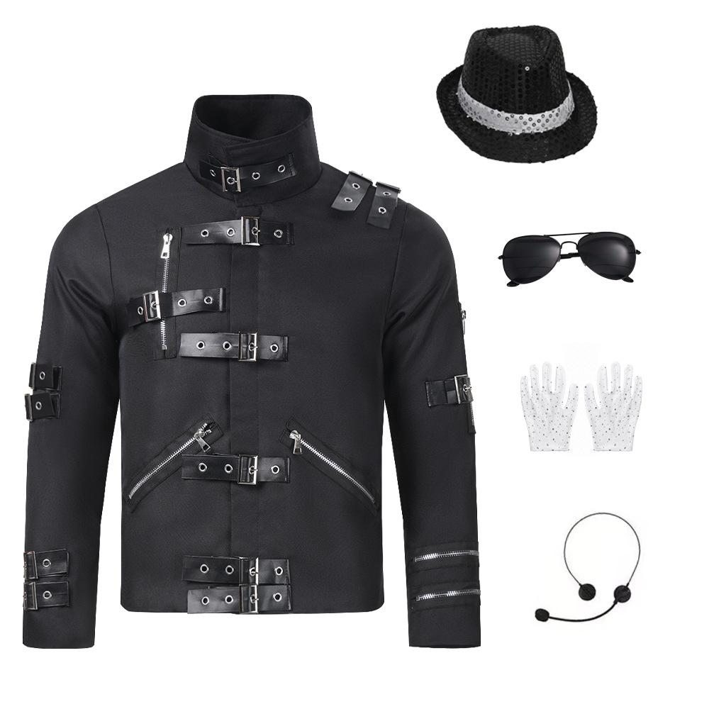 Michael Michael Jackson cos Wear a punk jacket MJ Same Style cosplay Jackson's performance costume