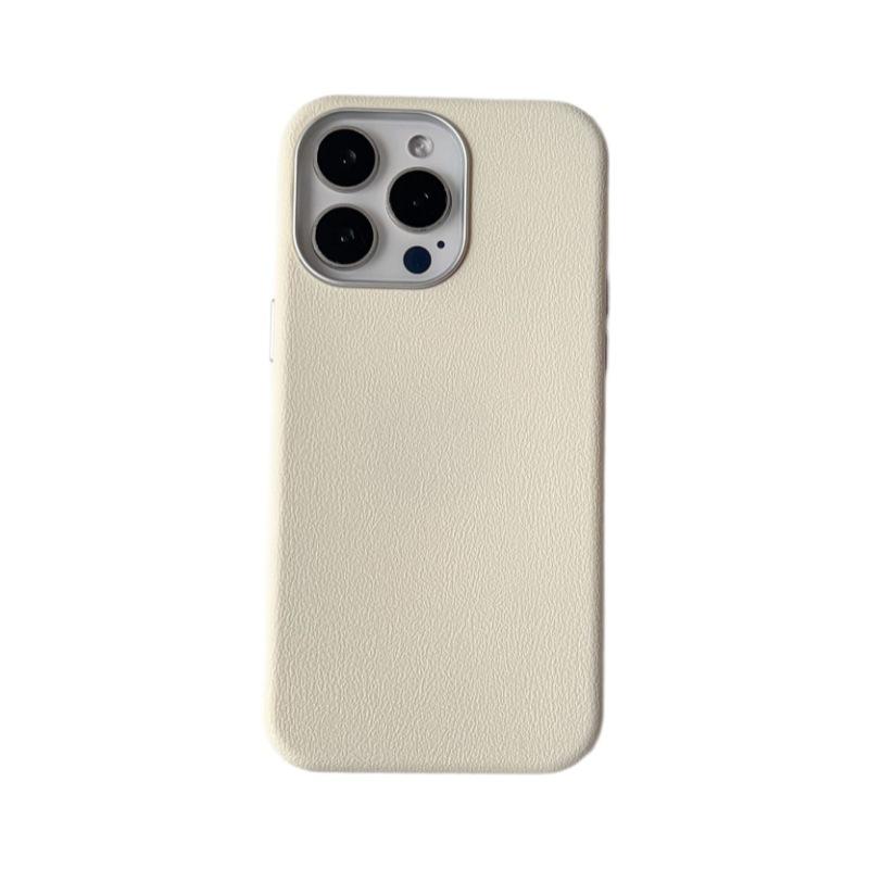 Korean Simple Solid Color Imitation Leather Pattern Case, Suitable for iPhone16Pro Max Mobile Phone Case 14/15 Soft Case, Small and Fresh.