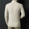 Fengxun Men's 100% Pure Wool Jacquard Turtleneck Sweater