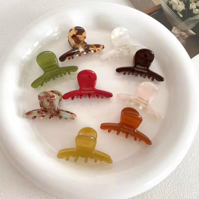 French Woman Exquisite Version Gold Label Small Acetate Hair Claws Barrettes Lady Trendy Side Clips Girls Hair Accessories