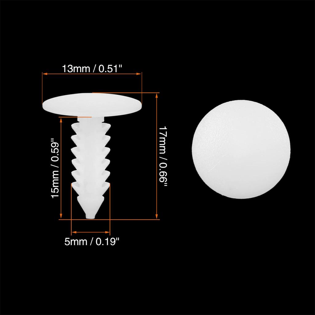 uxcell Bolt Rivet Fasteners 5mm Hole Diameter Plastic Rivet Trim Panel Fixing Clips White for Car 40pcs