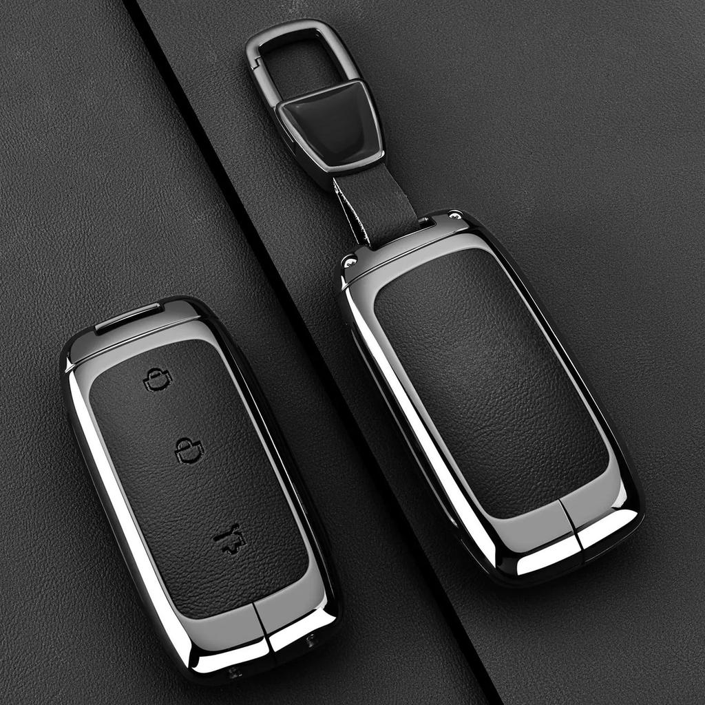 Zinc Alloy Leather Car Key Case Cover for Geely EX5 Galaxy Starship 7 EM-i L7 E8 E5 Remote Keychain Housing Fob Accessories