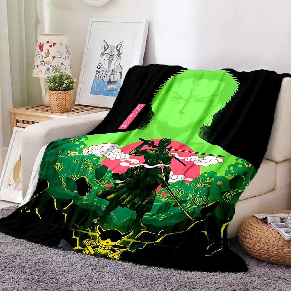 1pc One Piece Roronoa Zoro Cozy Print Blanket Lightweight Warm Flannel Throw Blanket For Sofa, Bed, Living Room