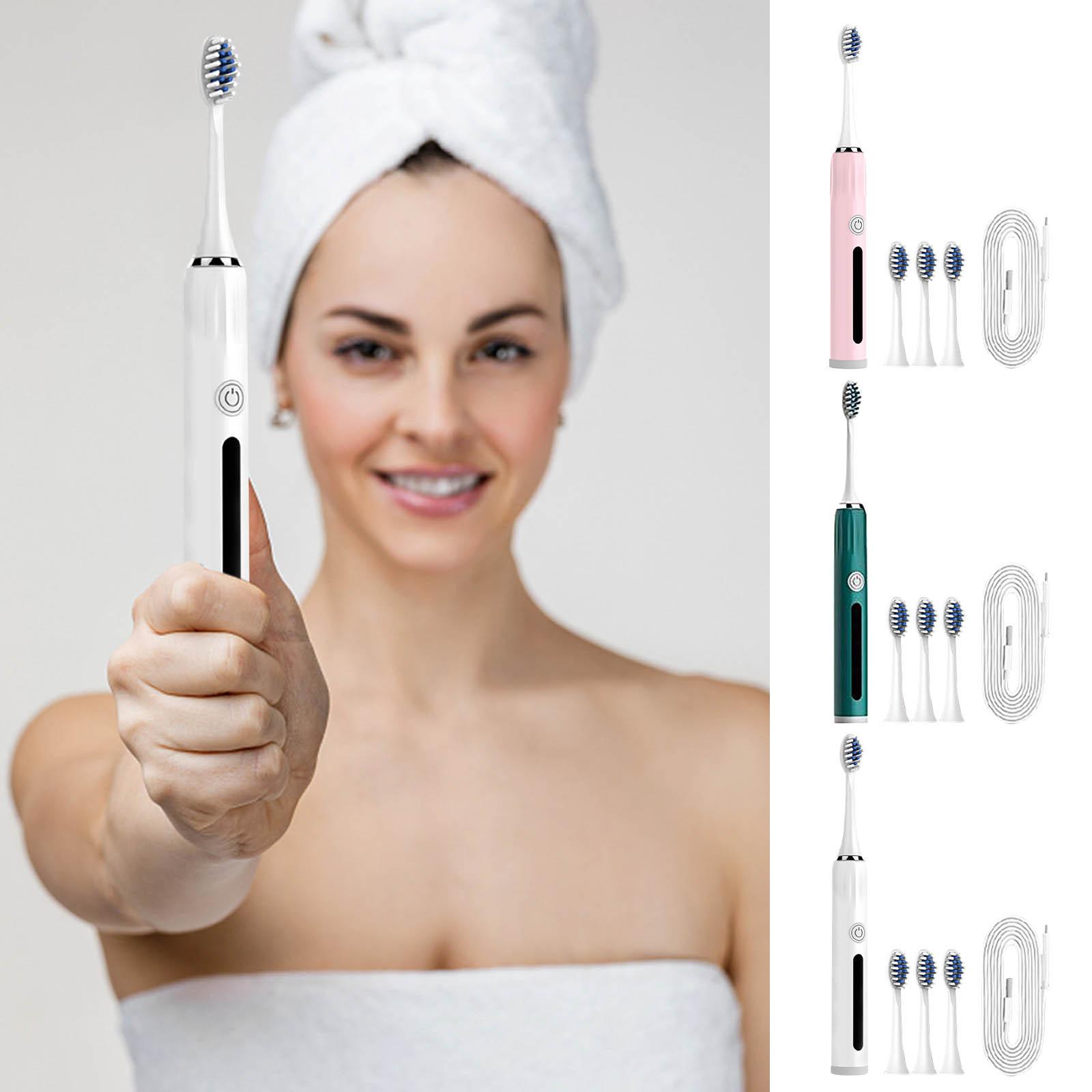 

USB акумуляторна електрична зубна щітка для дорослих Водонепроникна вібраційна зубна щітка зелений