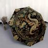 Dragon and Floral Tapestry Rug: Elegant Circular Design for Your Home Decor Umbrella, Portable 3-Fold Compact Umbrella for Men & Women R116