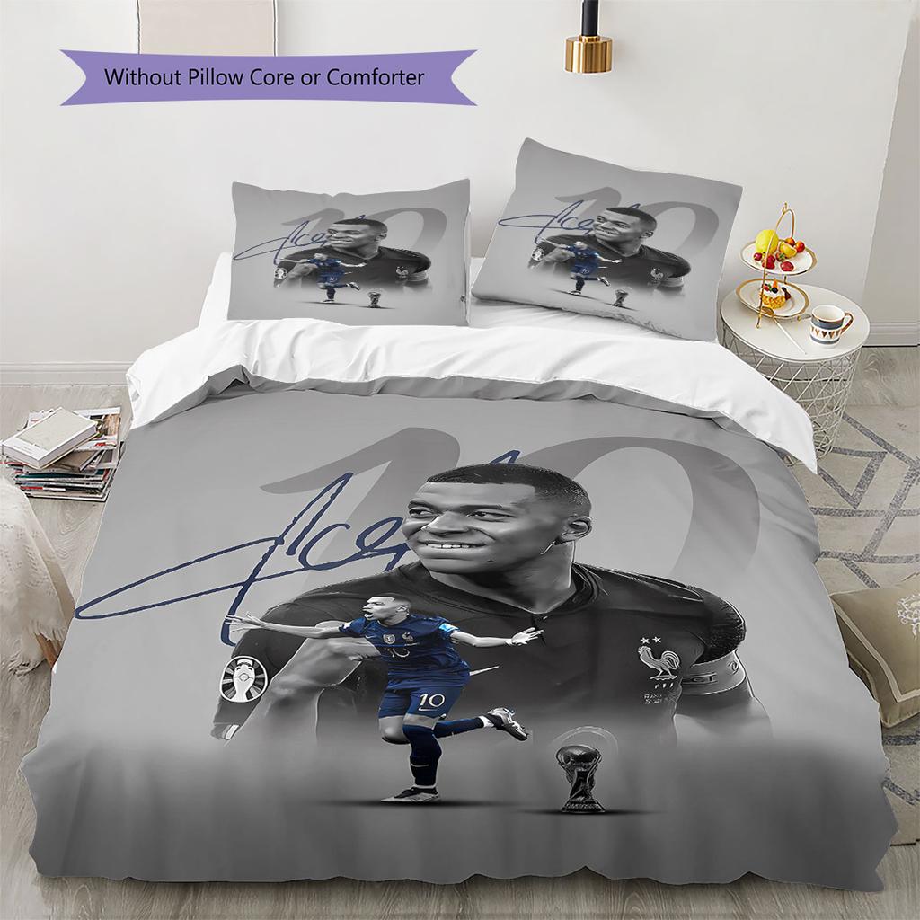 Mbappé Pattern Bedding,Quilt Set Quilt Cover Pillowcase Home Birthday Gift(1 * duvet cover + 2 * pillowcase, without core)