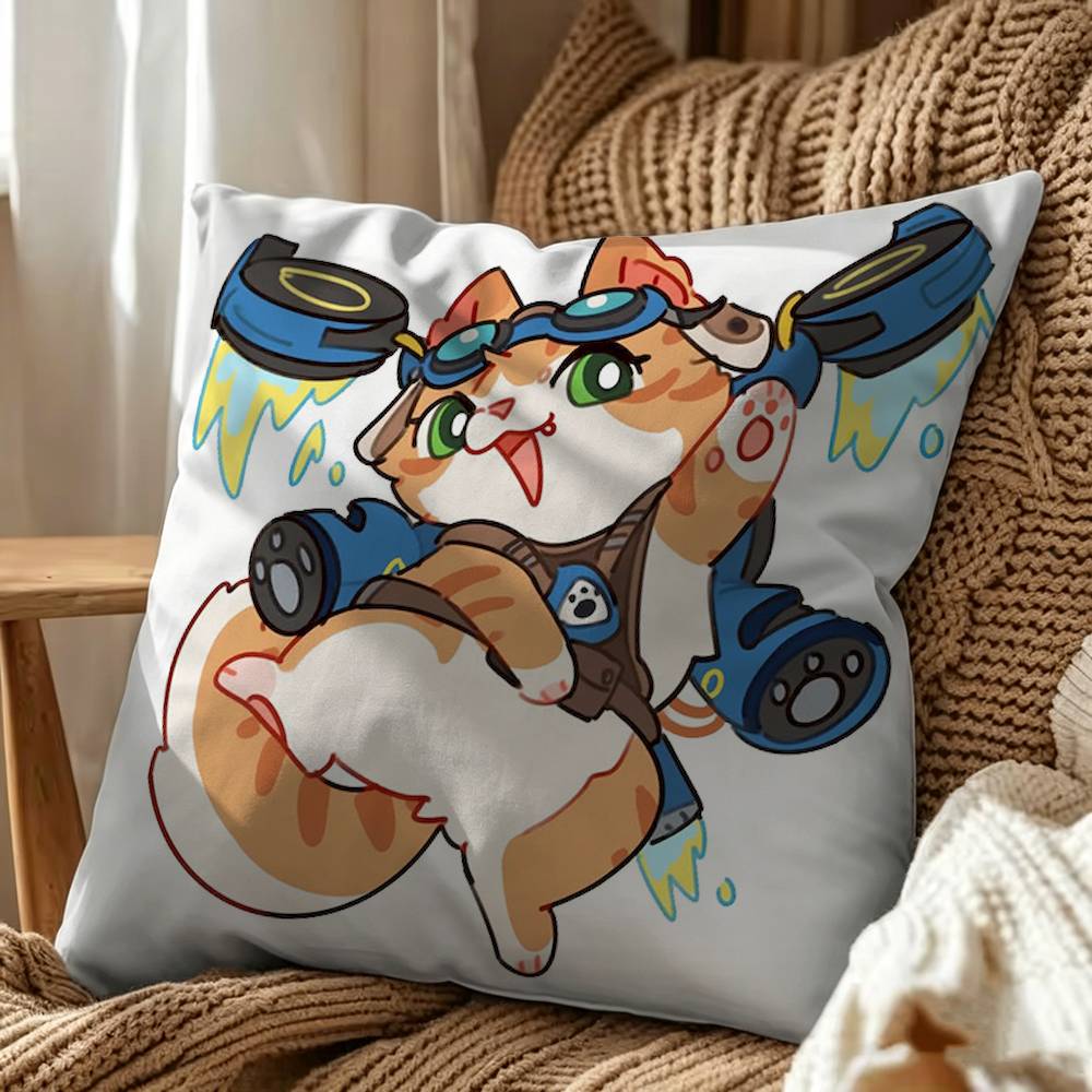 Pop Game Overwatch Fan Jetpack Cat Double-Sided Printed Cushion Cover Bedroom Bedside Sofa Pillow Case