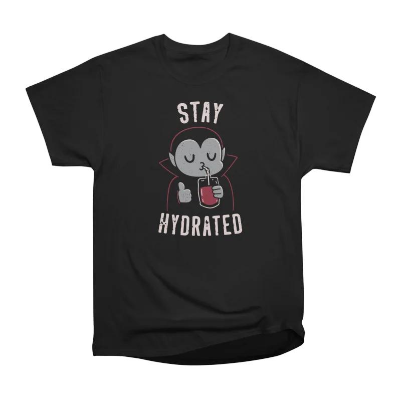 

Men Casual Shirts Short Sleeves STAY HYDRATED Black Tees Oversized T-shirts XXXL чорний