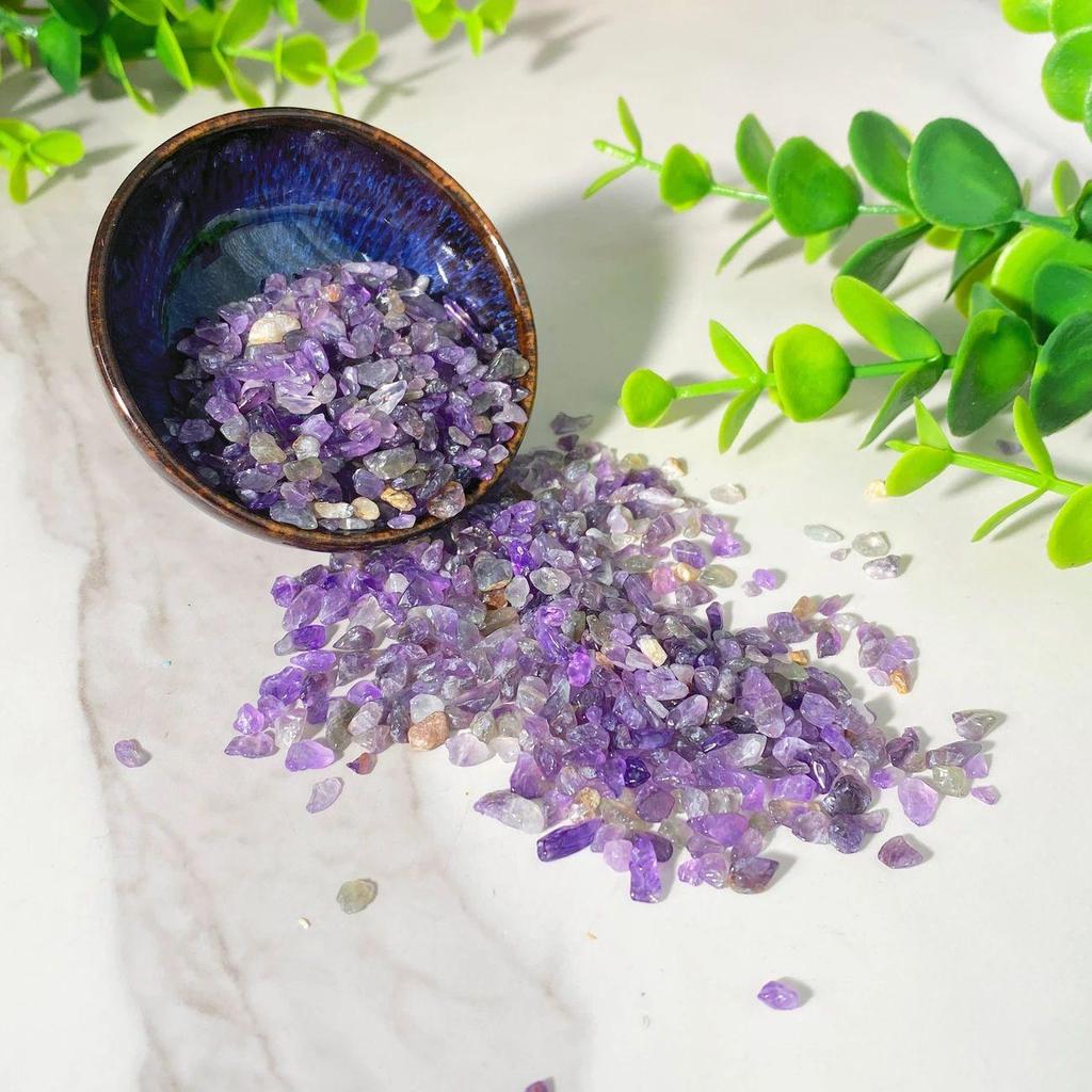 Natural Crystal Crushed Stones - Birthday Gift for Women, Potted Plant & Fish Tank Decor, Crystal Ornaments, Wishing Bottle