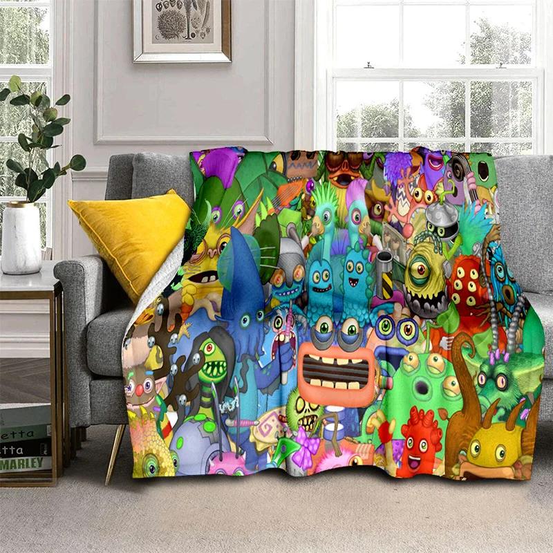 My Singing Monsters Video Game Cartoon 3D Blanket,Soft Throw Blanket for Home Bedroom Bed Sofa Picnic Travel Cover Blanket Kids