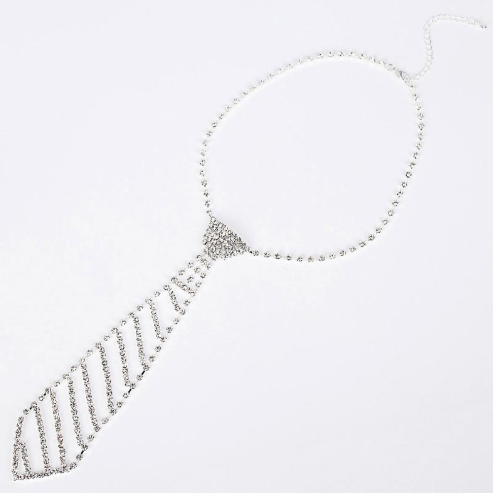 Tie Necklace Korean Style Choker Women Necklace Crystal Neck Tie Rhinestone Tie Long Necklace