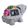 Solar Powered Turtle Statue Resin Water Proof Turtle Figurine LED Light Decorative Ornament for Outside Yard Lawn Patio