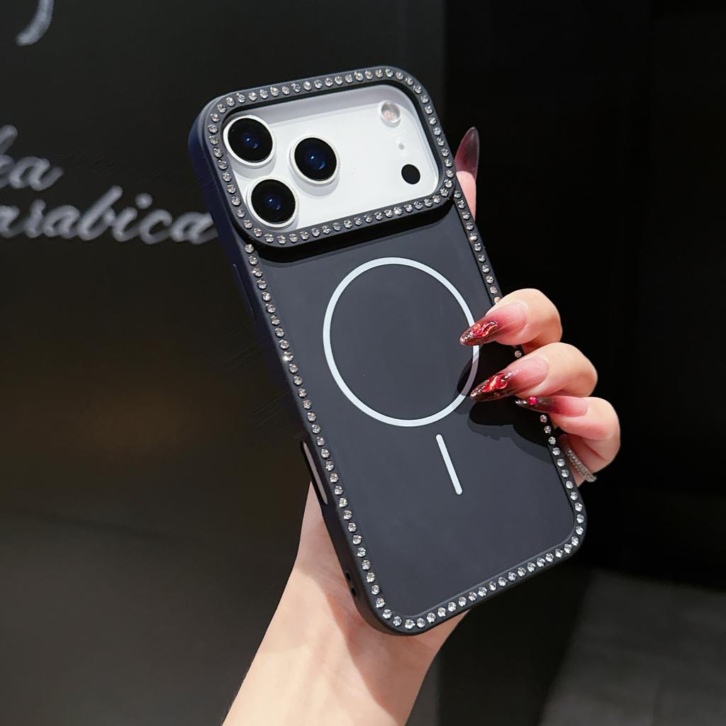 Luxus Glitzer Diamant Rahmen für Magsafe Magnetische Hülle für iPhone 17 Air 16 15 14 Plus 13 12 11 Pro Max Klare Hard Candy Hülle