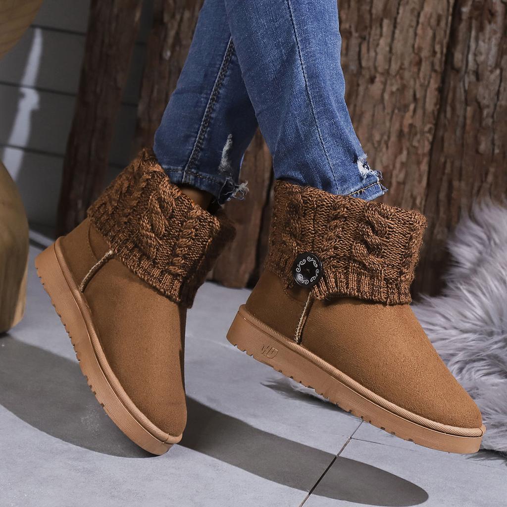 Fashion Round Toe Ladies Shoes Winter Flat Plush Women's Snow Boots Trend 2025 Novelty Fashion Footwear On Offer Hot Goth Padded Booties