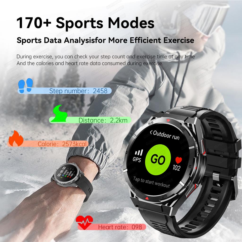 New Men Sports Smart Watch 30meter Deep Waterproof 1.43inch AMOLED Screen Health Monitoring Bluetooth Call Smartwatch