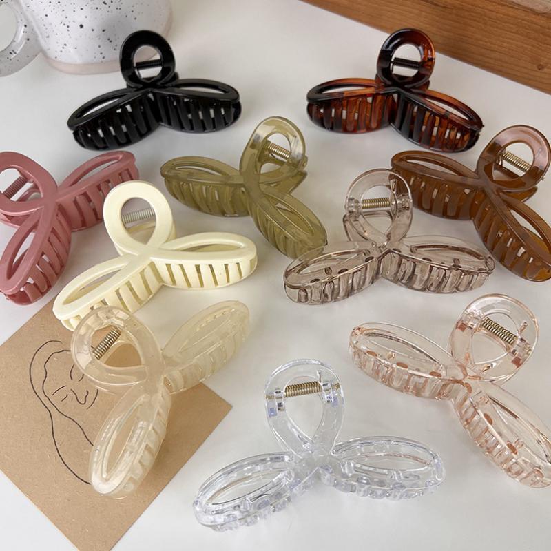 New Bow Sweet Acrylic Hair Claw Shark Clips Solid Color Grab Clip for Women Girls Elegant Hairpins Fashion Hair Accessories