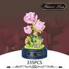 Creative Building Bricks Eternal Flowers Music Box With Dust Cover Chrysanthemum Rose Mini Block Construction Toys For Girl Gift