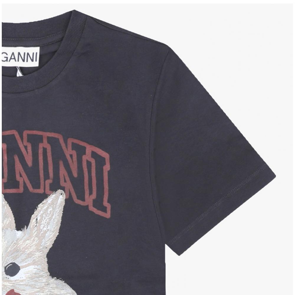 Ganni Women S ShorT Sleeve T ShirT Bunny Logo A1050061 252