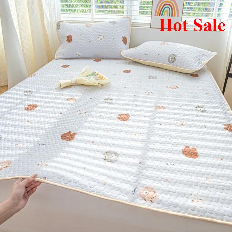 Ice silk mat cool mattress protective cover 3-piece set machine washable cool air conditioner seat