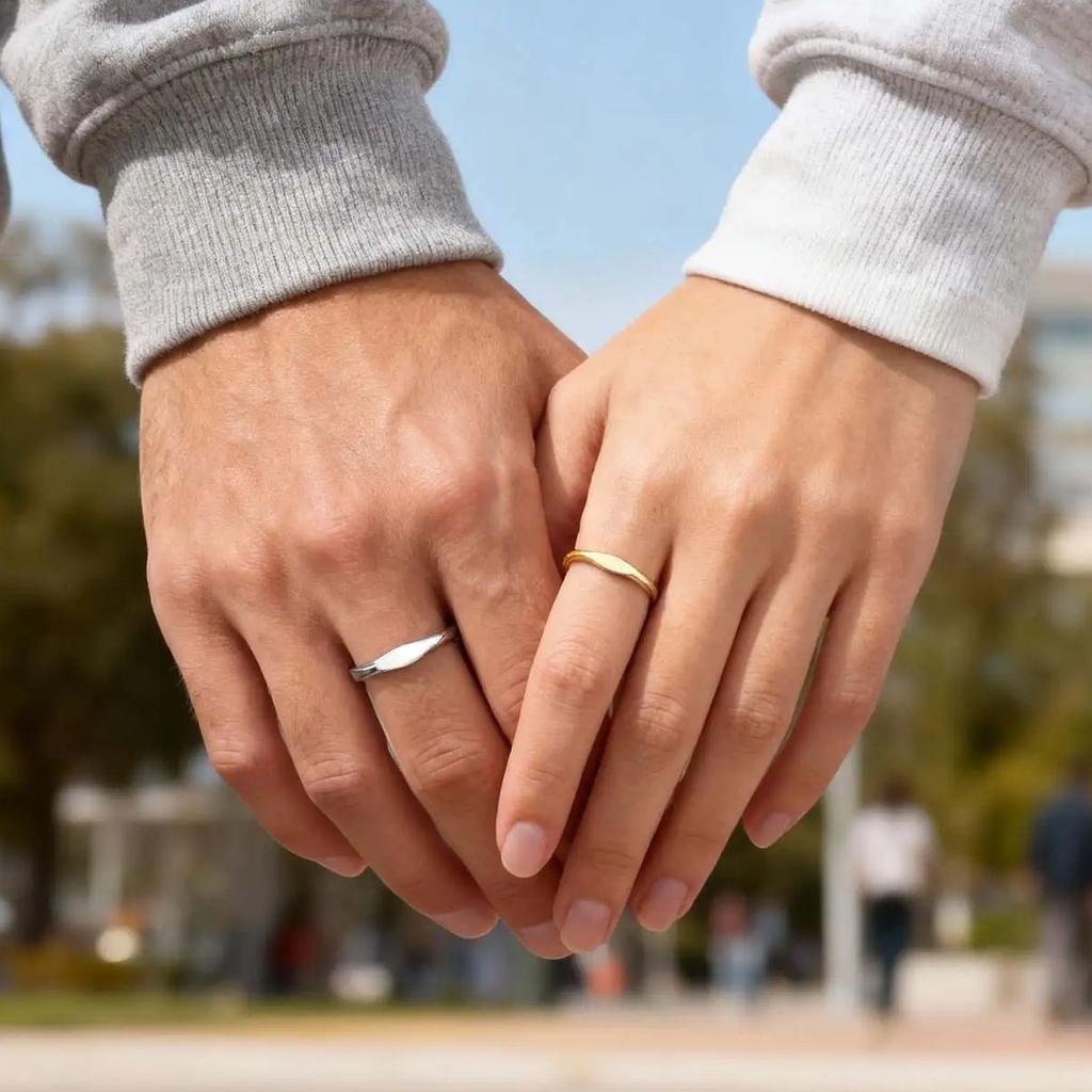 Silver Gold Color Couple Rings Stainless Steel Engagement Wedding Bands Jewelry Gifts Never Fade