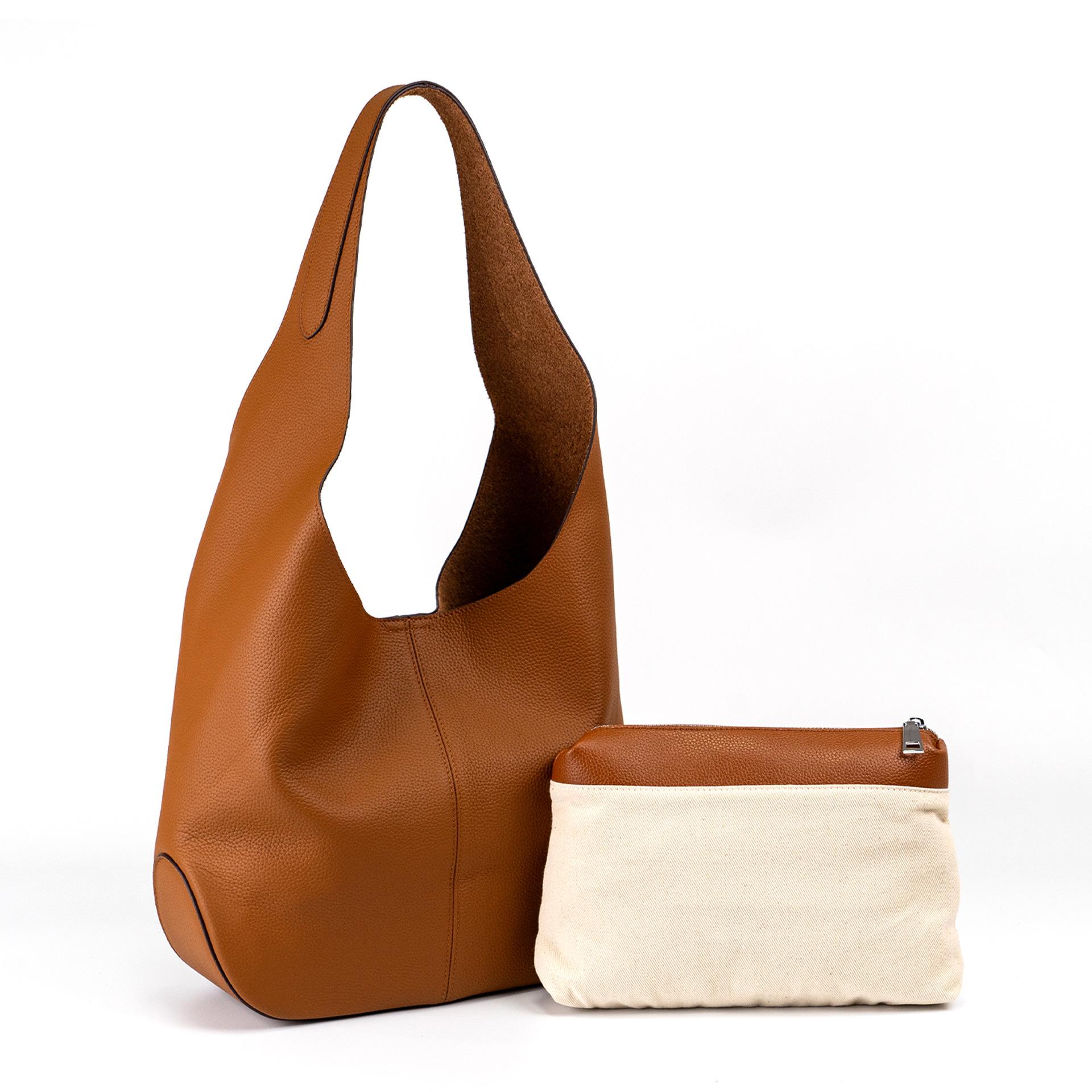 

Lazy First-Layer Cowhide Shoulder Bag, Maillard Bag, Versatile Large-Capacity Child And Mother Bag, Commuter Tote Bag. коричневый