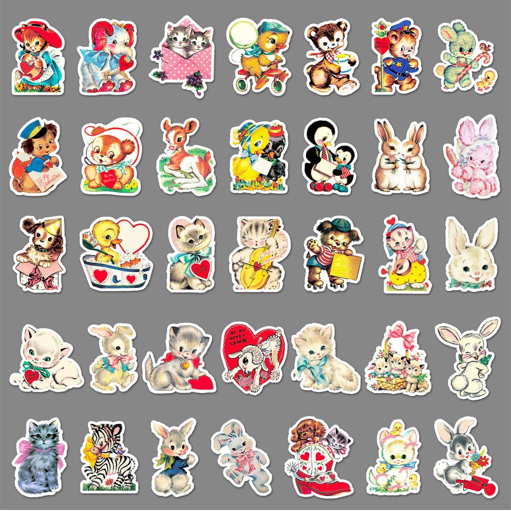 66 Retro Cartoon Doodle Cartoon Stickers Decorative Mobile Phone Case Suitcase Stickers Waterproof