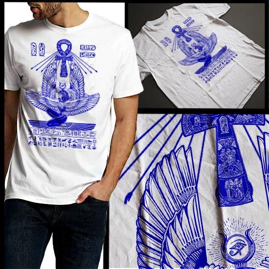 Egyptian Goddess T-Shirt Ancient Egypt Ankh And Hieroglyphics Men Cotton Tee S