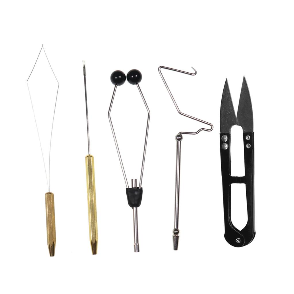 6pcs Fly Tying Tools Combo Kit Fly Tying Vise Bobbin Holder Threader Needle Whip Finisher Scissors
