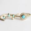 European & American Retro Turquoise Ring: Vintage-Style French Women's Couple Rings