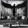 Gothic Black and White Wings Angel Dark Tapestry Wall Hanging Home Decor for Bedroom Living Room Dorm
