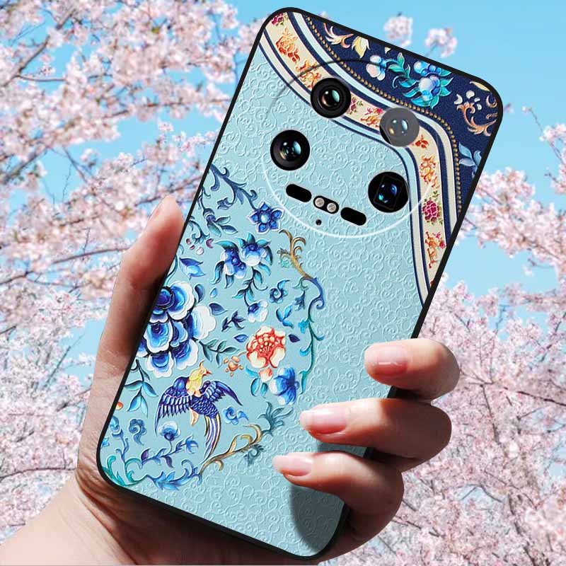For Xiaomi 14 Ultra 5G 6.73" 14 Pro Cases Fashion 3D Retro Embossed Relief Soft TPU Siliocn Back Cover for Xiaomi 14 Capa Mi 14