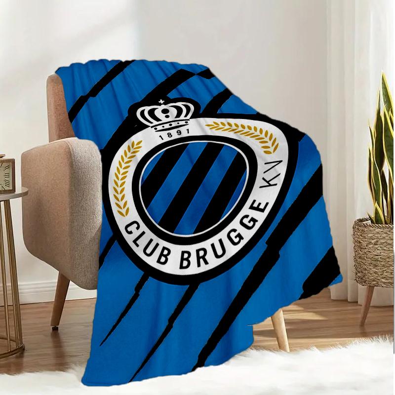 Coperta con Stemma FC Brugge Leggera Ideale per Letto Perfetta per Viaggi, Campeggio, Soggiorni, Uffici, Divani, Regalo di Natale per tifosi