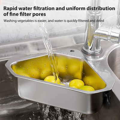 Çok Fonksiyonlu Mutfak Üçgen Lavabo Süzgeci Meyve Sebze Süzgeci Rafı Lavabo Filtre Rafı Süzgeç Sepetleri Aletler