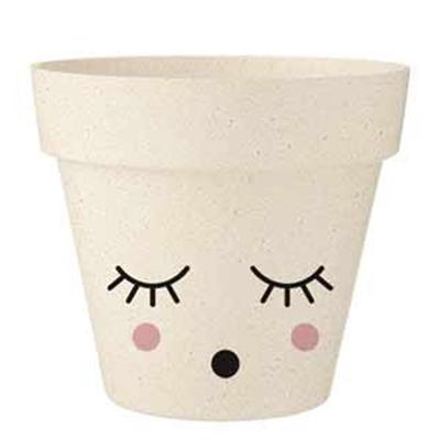 [R2211] - Cache-pot bambou 'Diva - Yeux Endormis' beige -  9. 5x8. 4 cm