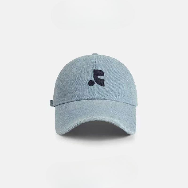 American Retro Washing Denim Baseball Hat Women Korean Style Face Showing Little Couple Street Embroidered Baseball Hat Men Casual