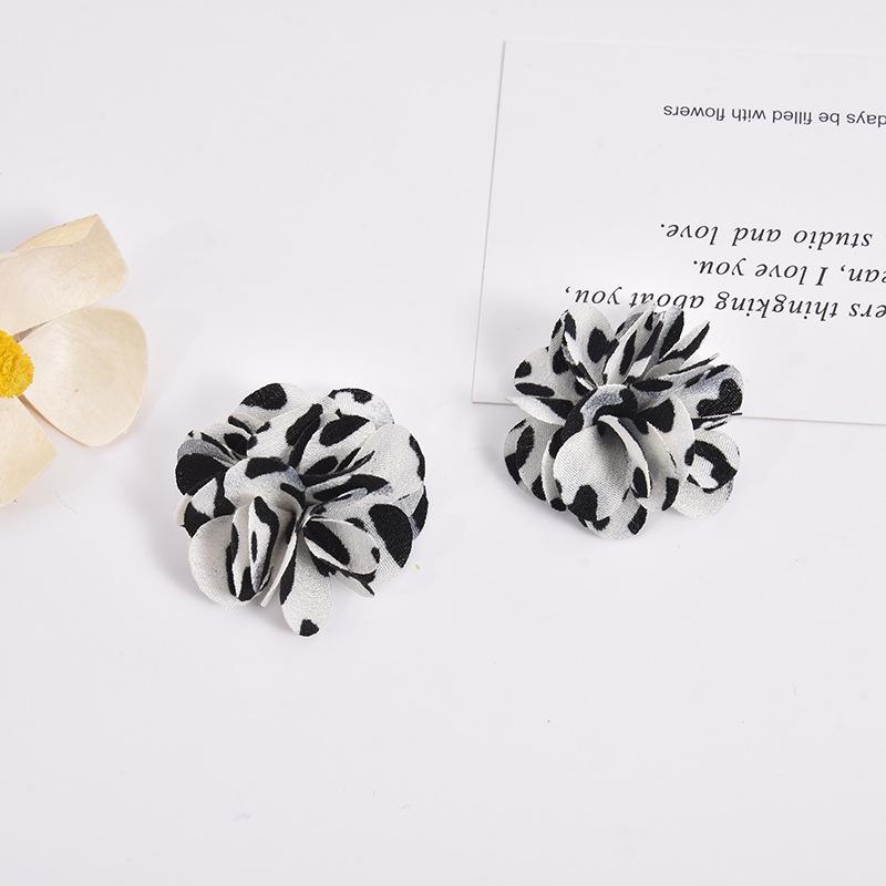 Handmade Chiffon Camellia Flower Earrings - 3cm Fabric Accessories