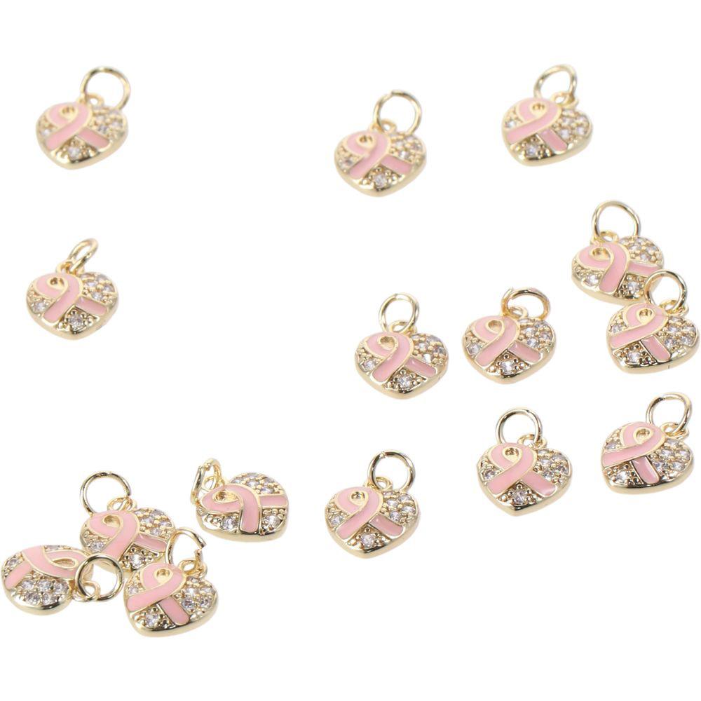 

Латунный прозрачный кубический цирконий, осведомленность о раке молочной железы, небольшой подвесок для изготовления ювелирных изделий, принадлежности для рукоделия